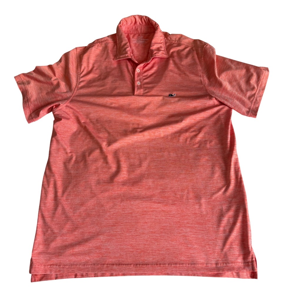 Vineyard Vines Performance Polo Shirt Mens Large Coral Orange Space Dye 1G010673